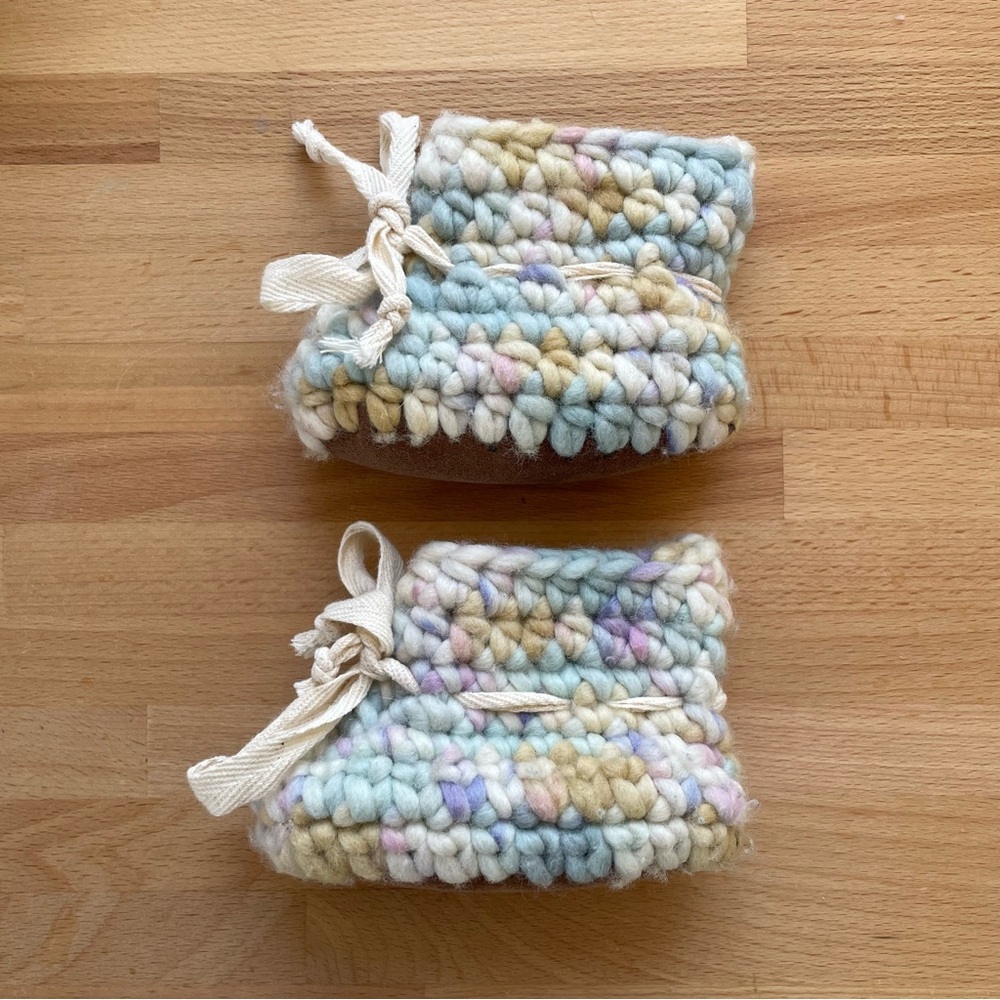 Beautiful, soft, wool and sheepskin baby booties